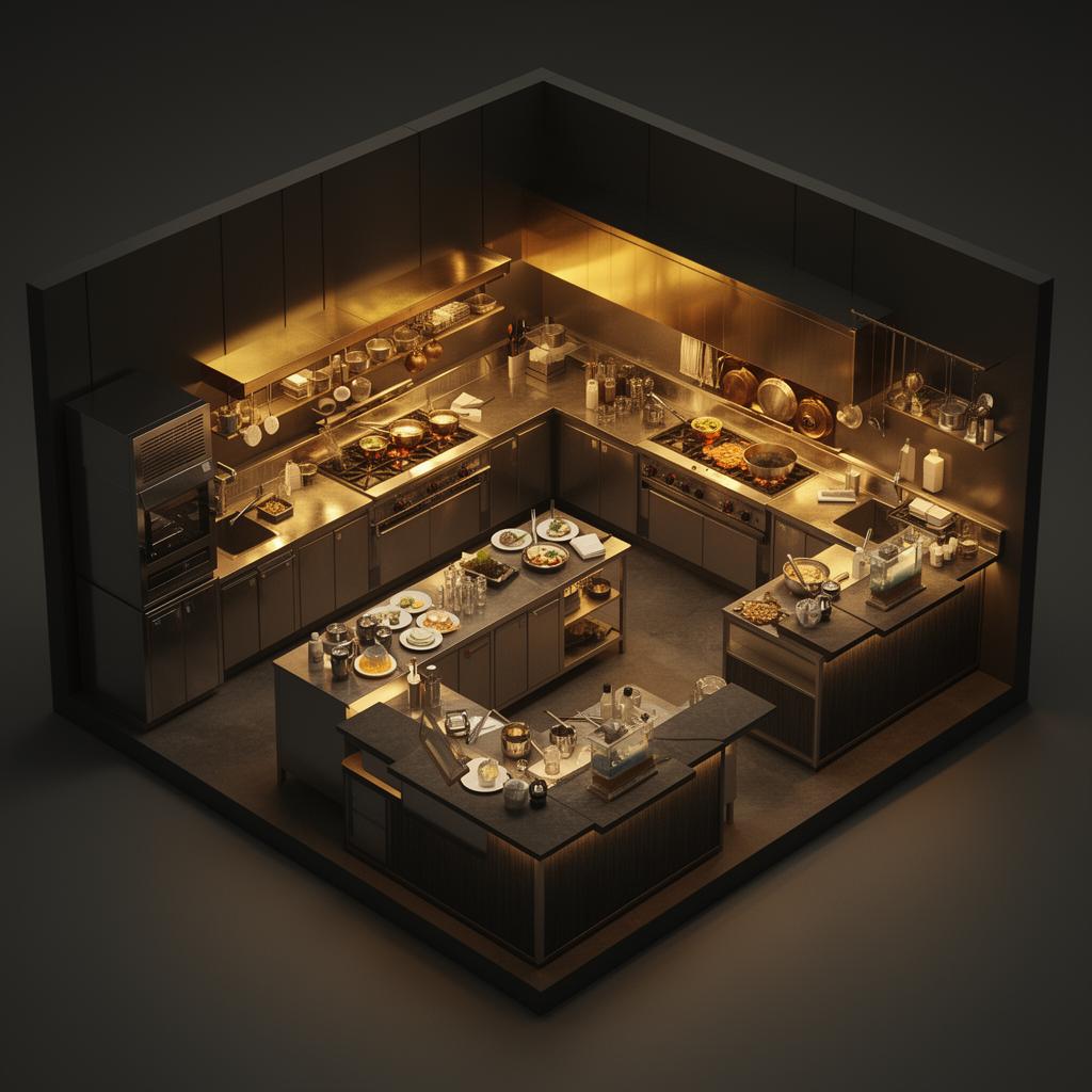 3D render of Kitchen Area